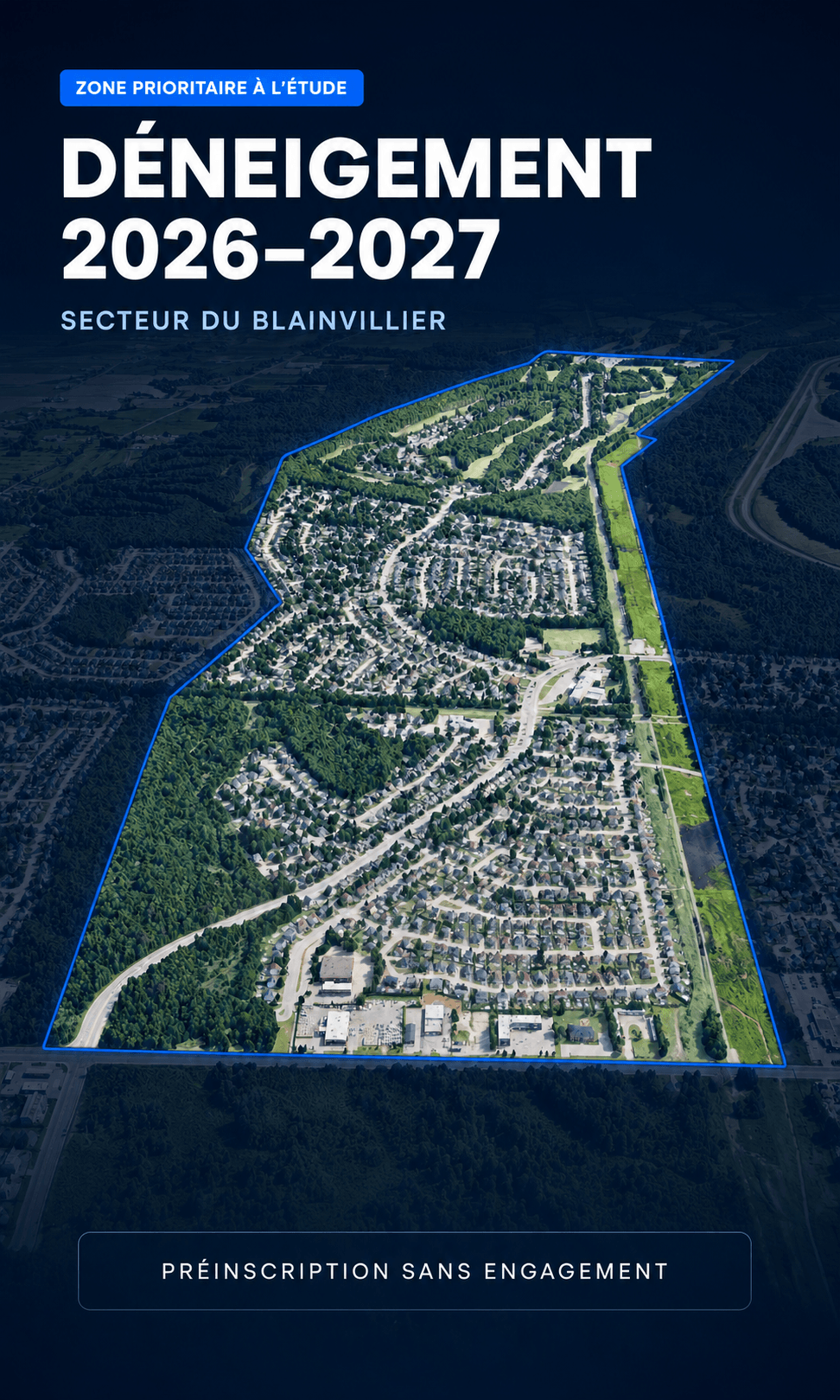 Carte de la zone prioritaire à l’étude du secteur du Blainvillier